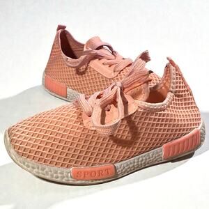 Daclay Girl's Fashion Sneakers US 1 Peach Orange Pink Slip On Lace Shoes